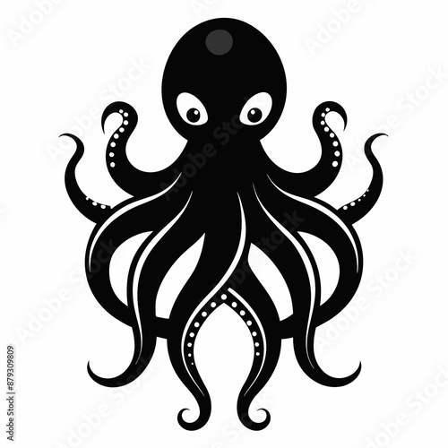 Black octopus icon vector