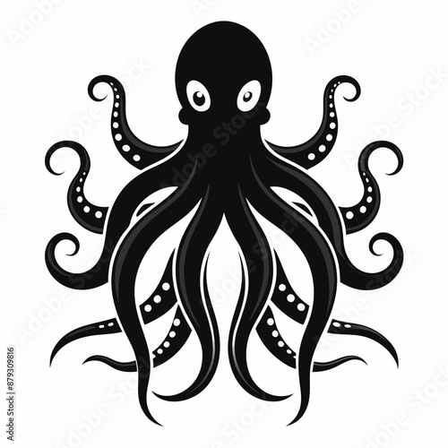 Black octopus icon vector