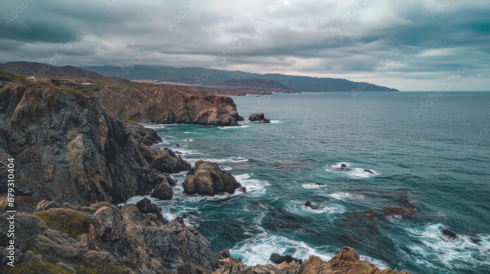 Obraz premium Rocky Coastline With Stormy Clouds.