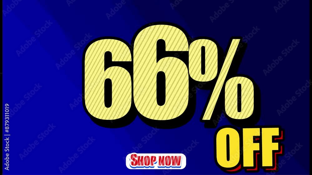 66% OFF SHOP NOW - Seamless looping Swing banner text promotion animation effect with a navy blue background texture. 66% OFF SHOP NOW - Seamless looping Swing banner text promotion animation effect with a navy blue background texture.