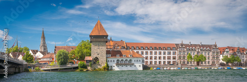 Obraz na płótnie Panoramic view historic Rhine Gate Tower or Rheintorturm in Konstanz at Lake Constance, Germany w salonie