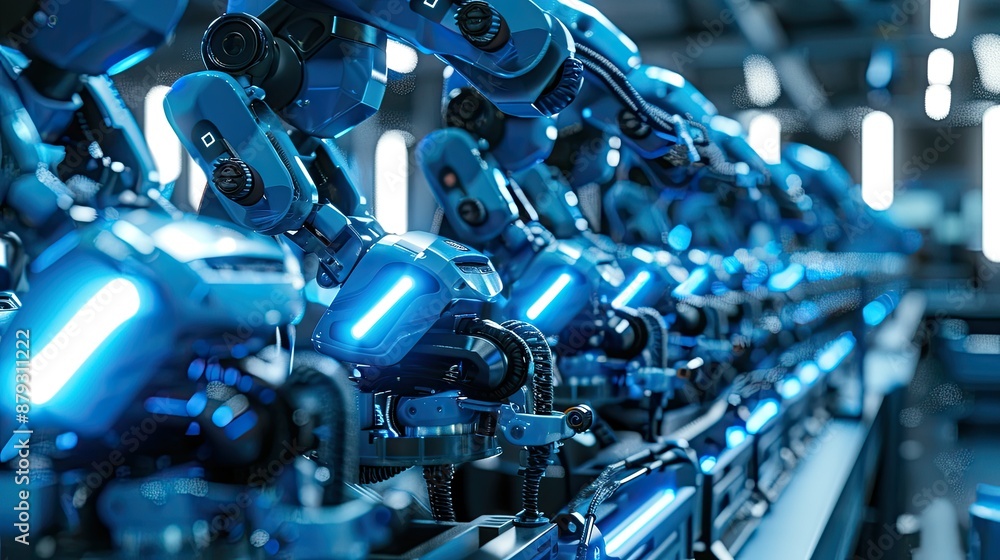 Industrial Robot Arms Assemble EV Battery Industrial Robot Arms Assemble EV Battery