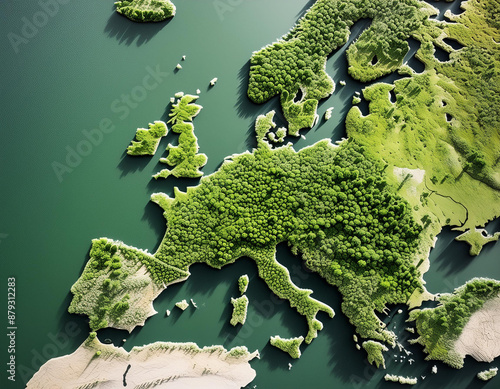 European green deal - Europe map made from vegetation