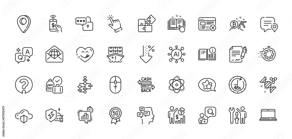 Cashback card, Yummy smile and Block diagram line icons pack. AI, Question and Answer, Map pin icons. Instruction info, Phone payment, Reject web web icon. Vector Cashback card, Yummy smile and Block diagram line icons pack. AI, Question and Answer, Map pin icons. Instruction info, Phone payment, Reject web web icon. Vector