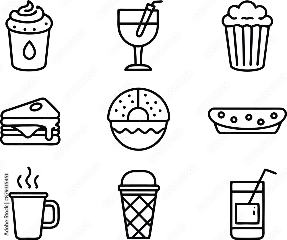 set off food and drink icon line art illustration.food, drink, beverage, restaurant, wine, meal, lunch, breakfas set off food and drink icon line art illustration.food, drink, beverage, restaurant, wine, meal, lunch, breakfas