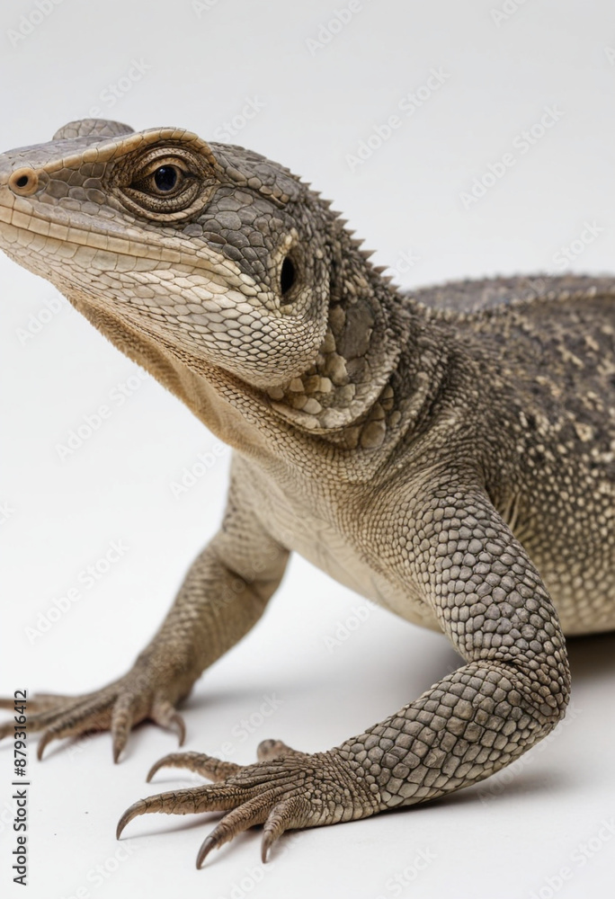 Fototapeta premium Monitor lizard, isolated on a white background in commercial photography