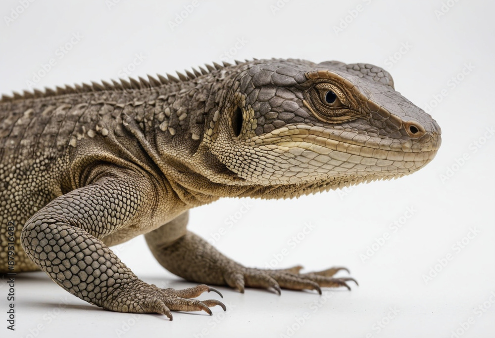 Fototapeta premium Monitor lizard, isolated on a white background in commercial photography