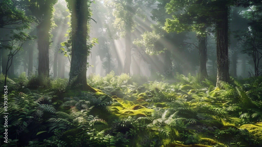 Sun Rays Through The Forest. Sun Rays Through The Forest.