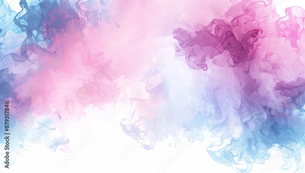 Pastel Watercolor Smoke Cloud on White Background, Abstract Artistic Design with Soft Color Gradients and Transparent Effect Pastel Watercolor Smoke Cloud on White Background, Abstract Artistic Design with Soft Color Gradients and Transparent Effect