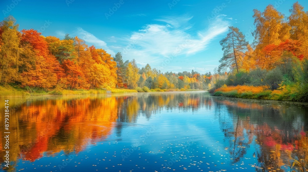 Autumn Reflections in a Still Lake. Autumn Reflections in a Still Lake.