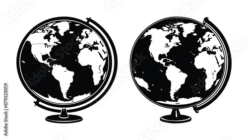 globe map silhouette vector illustration