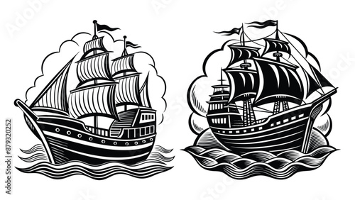 ship silhouette vector illustration