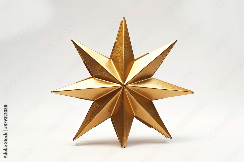 Golden Metal Star Ornament with Modern Geometric Design Golden Metal Star Ornament with Modern Geometric Design