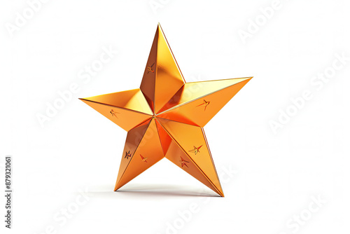 Glossy Orange Metal Star Ornament with Modern Design © AI Farm