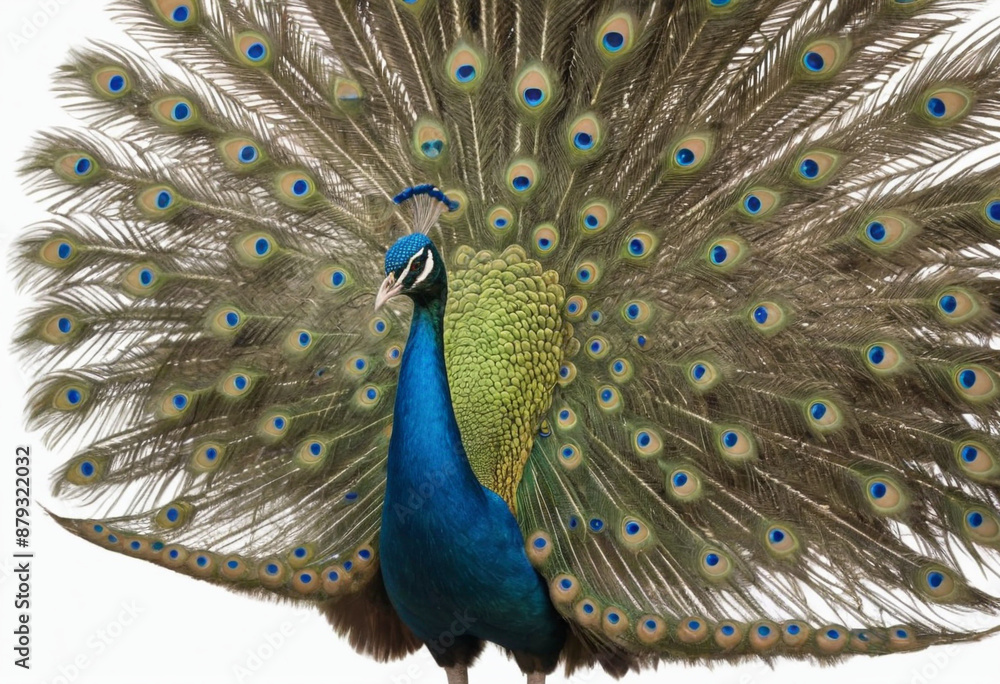 Obraz premium Peacock, isolated on a white background in commercial photography