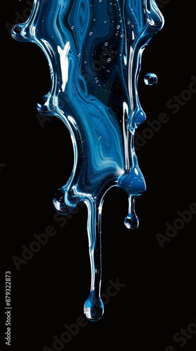 Blue liquid splash, abstract fluid on black background, fluid concept