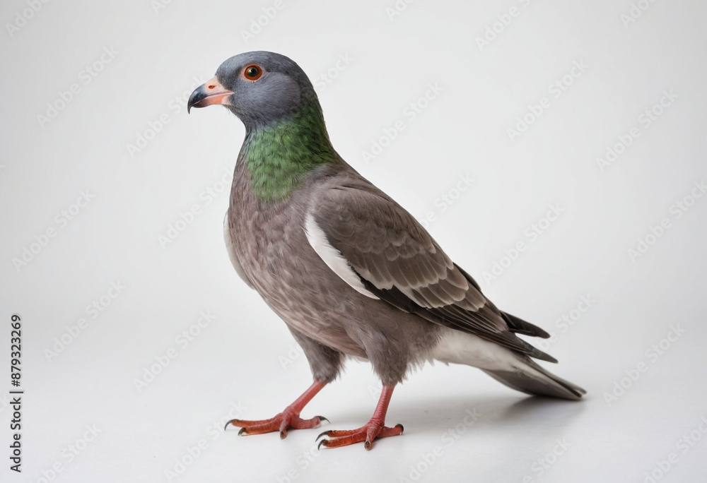 Pigeon, isolated on a white background in commercial photography Pigeon, isolated on a white background in commercial photography