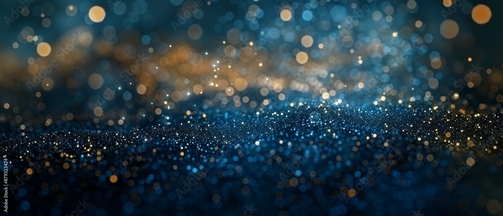 Obraz premium Beautiful abstract background for banner, poster, or many more. Abstract background new year. Blue and gold fireworks and celebrating holiday.