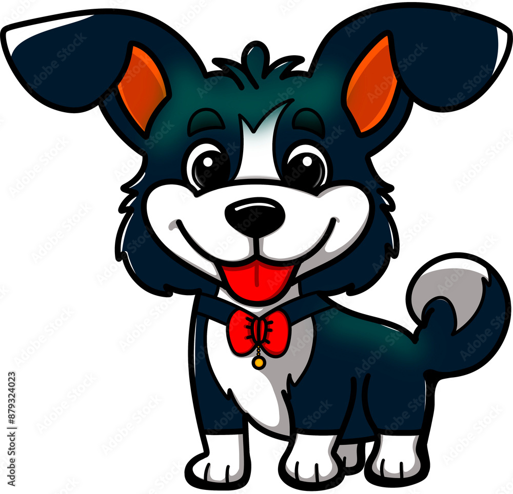 A dark green puppy with a red bow around its neck was smiling. A dark green puppy with a red bow around its neck was smiling.