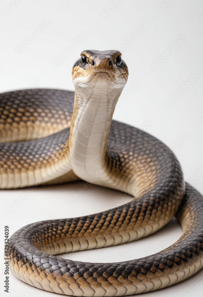 Fototapeta premium King cobra, isolated on a white background in commercial photography