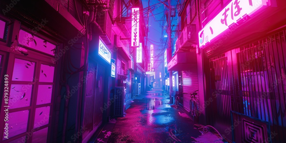 Fototapeta premium Neon-Lit Backstreet in Japan