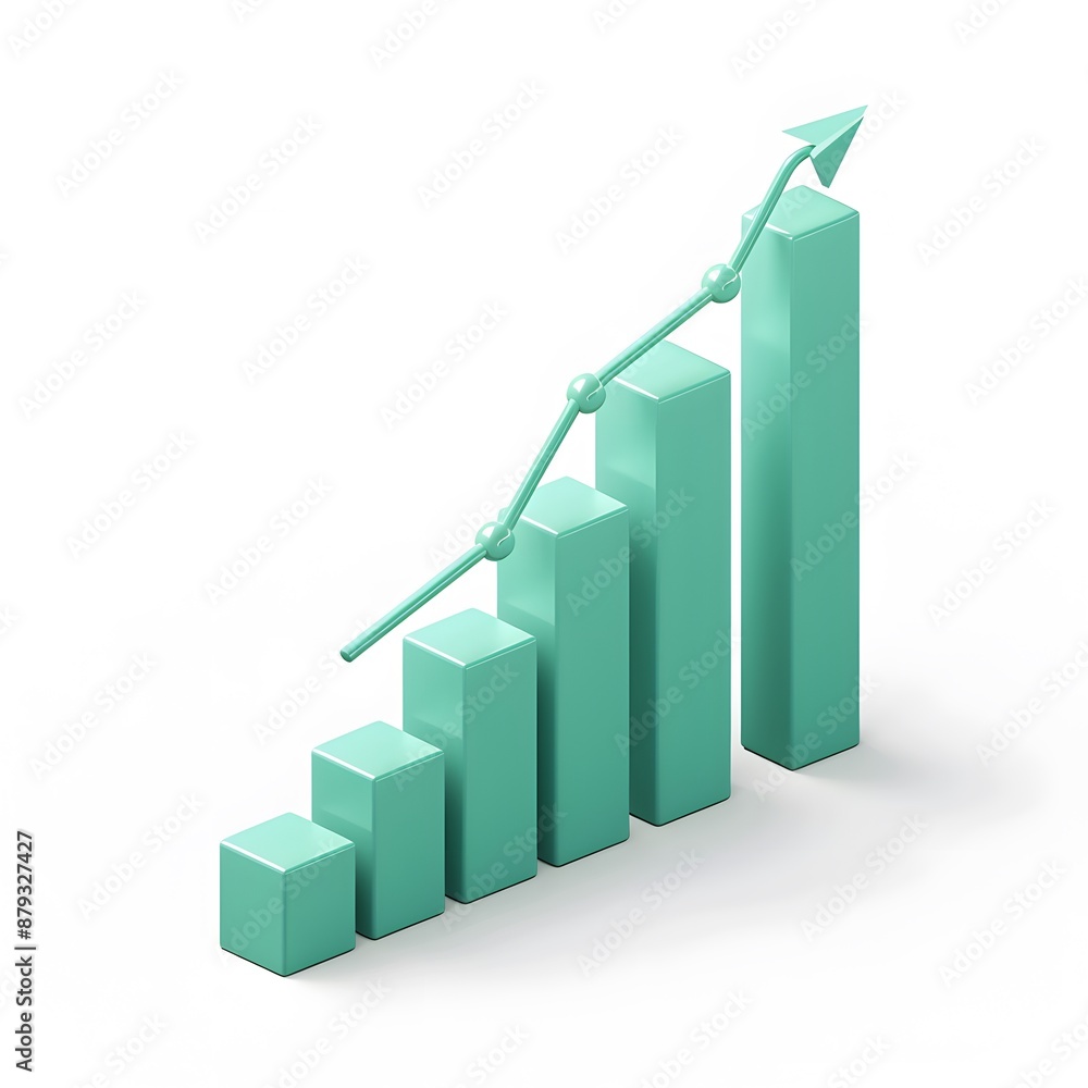 Rising bar graph with arrow indicating growth and financial progress. Suitable for business, finance, and investment concepts. Rising bar graph with arrow indicating growth and financial progress. Suitable for business, finance, and investment concepts.