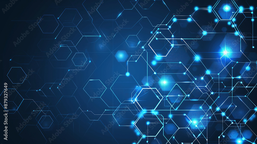 Blue Technology Background With Hexagons And Glowing Connections Vector Illustration Blue Technology Background With Hexagons And Glowing Connections Vector Illustration