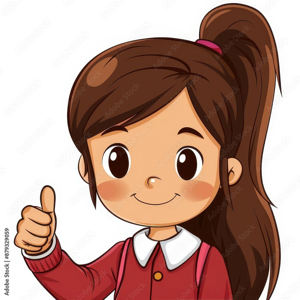 Adorable Indonesian elementary school student character giving a thumbs up. Adorable Indonesian elementary school student character giving a thumbs up.
