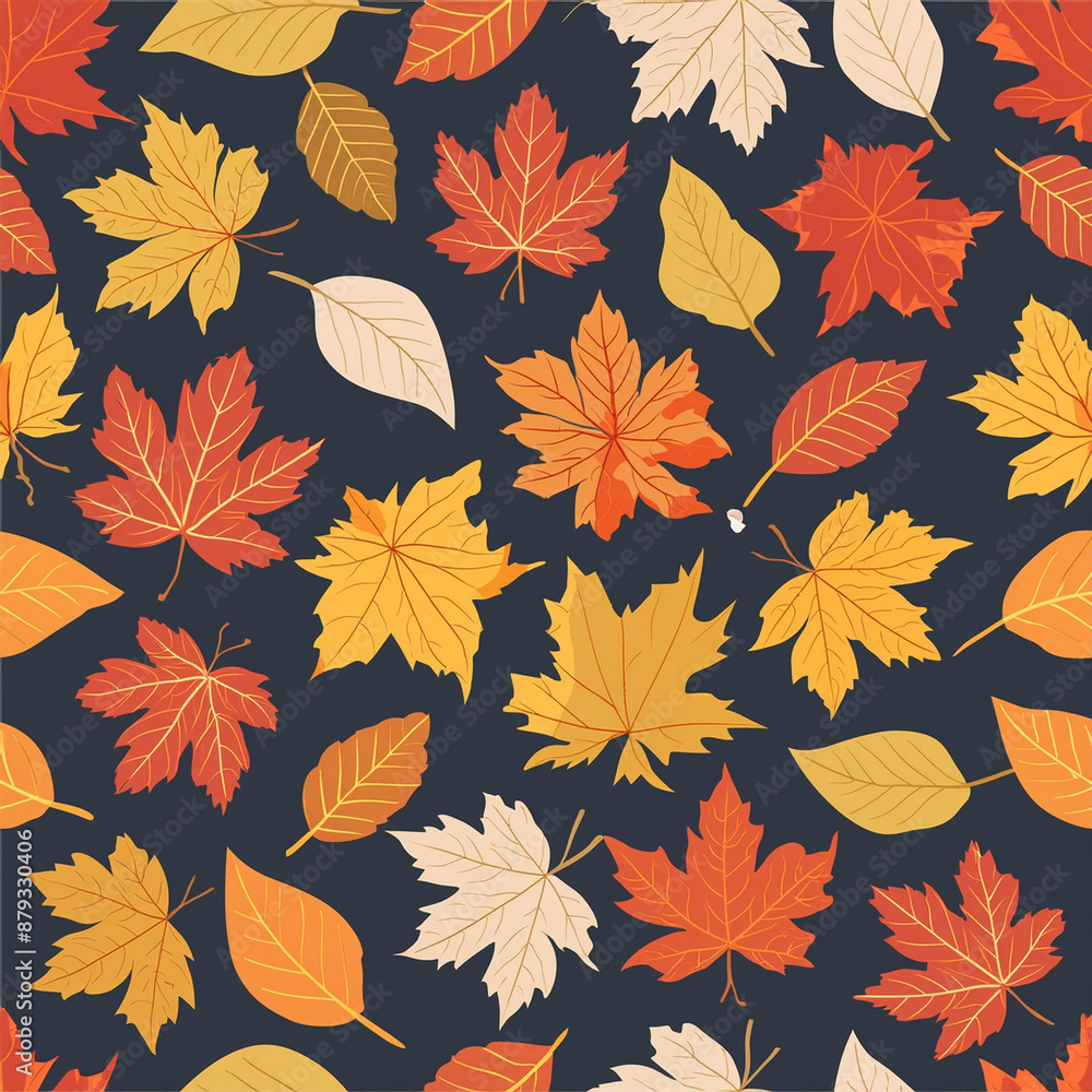 画面いっぱいに広がった秋の紅葉の落ち葉 画面いっぱいに広がった秋の紅葉の落ち葉