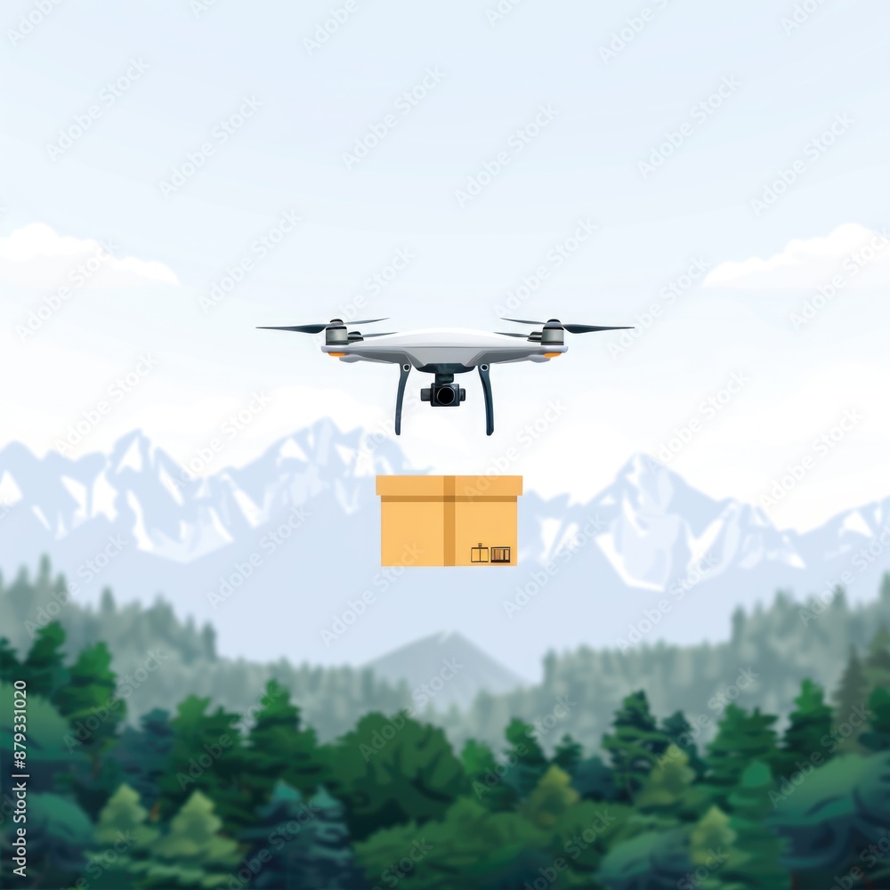 Swift Drone Delivery Service - Flat Design Illustration of Fast and Efficient UAV Package Transport Swift Drone Delivery Service - Flat Design Illustration of Fast and Efficient UAV Package Transport