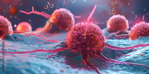 Microscopic Malaria cells, cancer cells, Bacterial attachment to host, excrescence, drug delivery,  Apoptosis, Prion, HIV , immuno oncology, cancer invasion