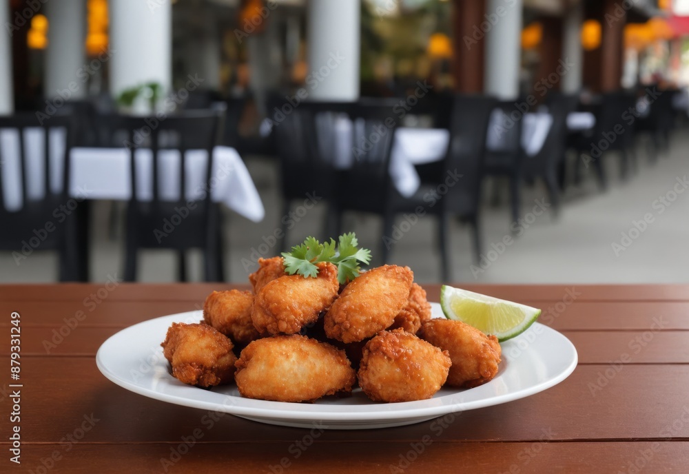 boneless chicken wings on a restaurant table boneless chicken wings on a restaurant table