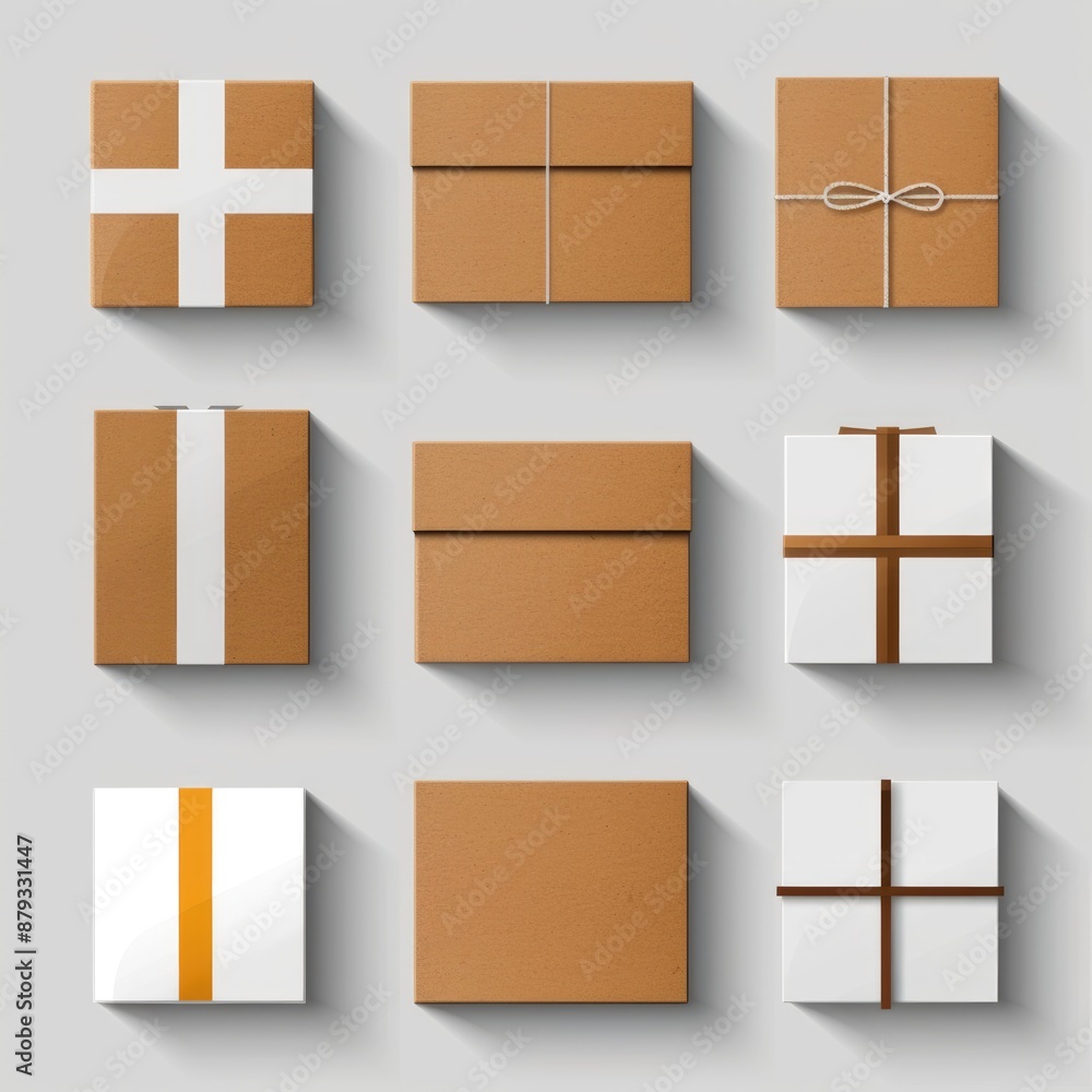 Obraz premium Modern E-commerce Packaging Concept with Flat Design Illustration of Boxes and Parcels
