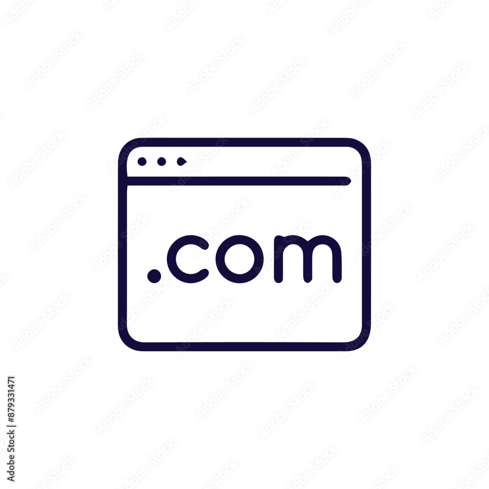 Simple blue web browser line icon with a dot com domain Simple blue web browser line icon with a dot com domain