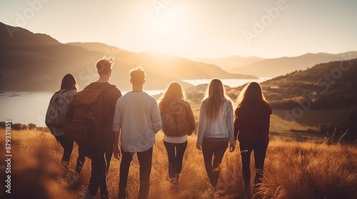 Friends traveling together, enjoying youth and adventure