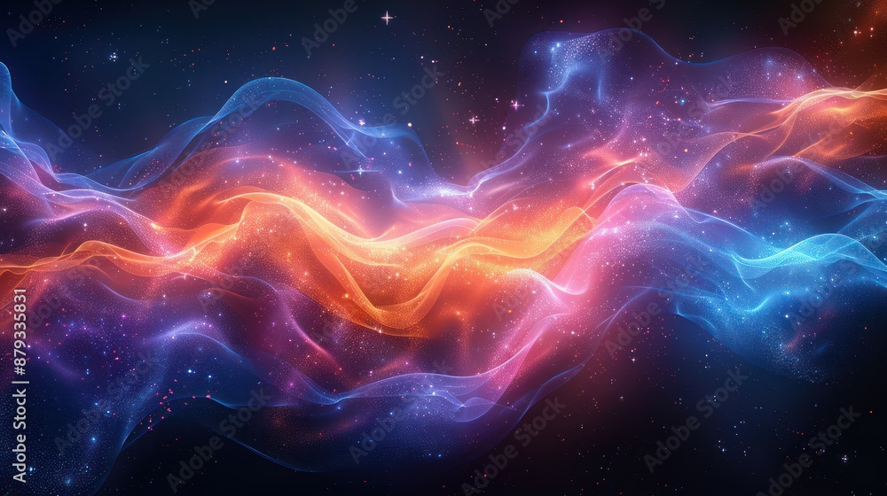 Abstract Glowing Waves in a Starry Night Abstract Glowing Waves in a Starry Night