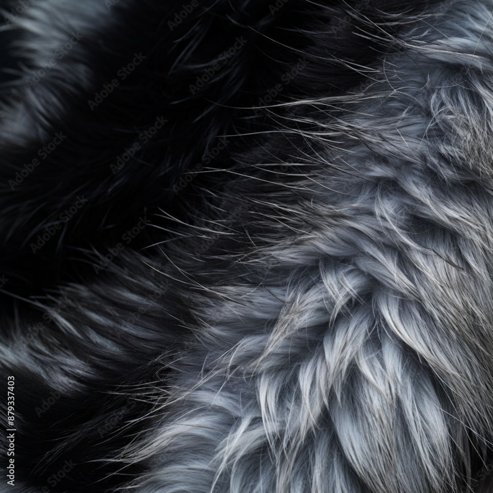Fototapeta premium The cat's fur is zoomed in from close range, black and gray.