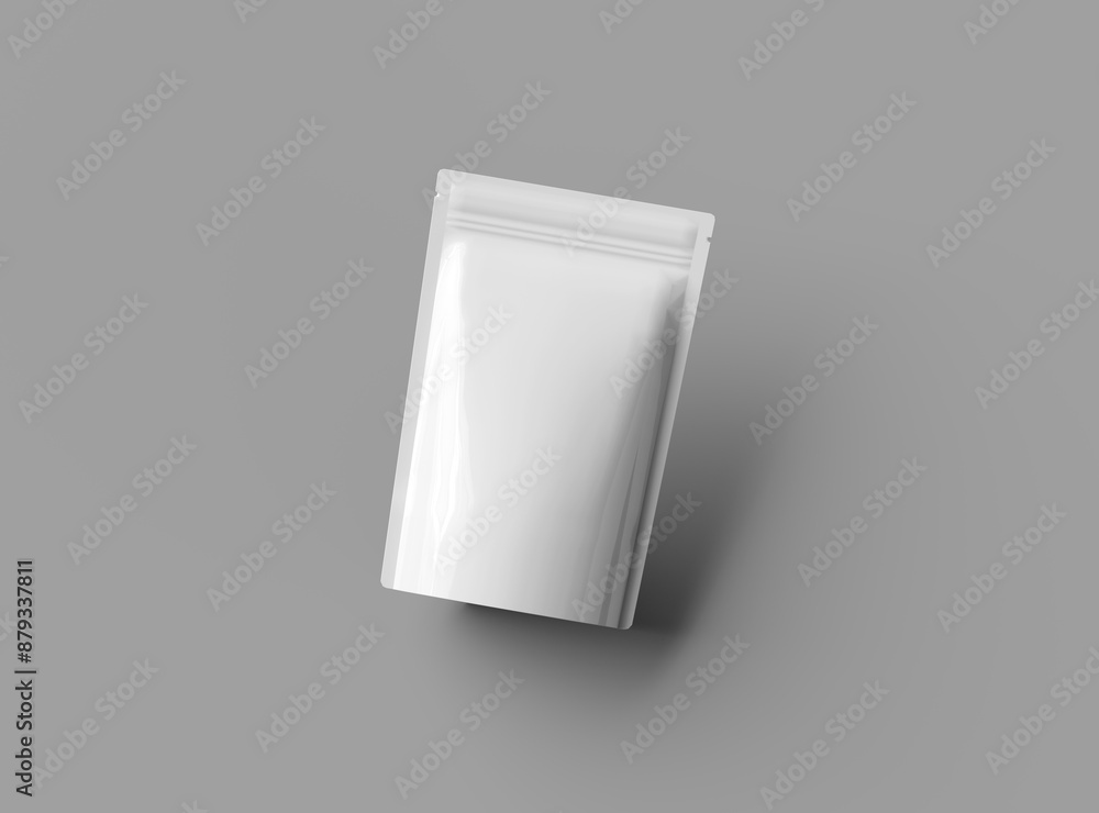 3D render of a glossy sealed doypack packaging with a zipper on a light background 3D render of a glossy sealed doypack packaging with a zipper on a light background