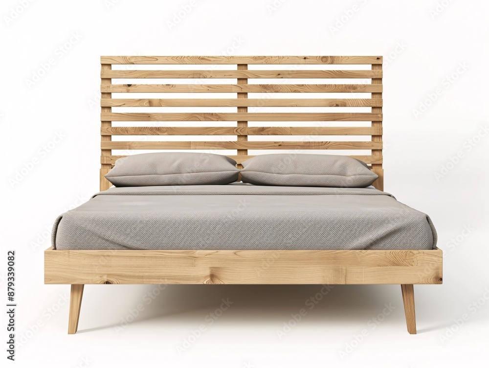 a bed with a wooden headboard a bed with a wooden headboard