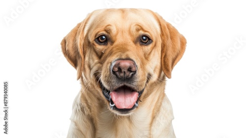 Labrador Portrait: Happy Blond Retriever Dog, Animal Pet in Studio Photography