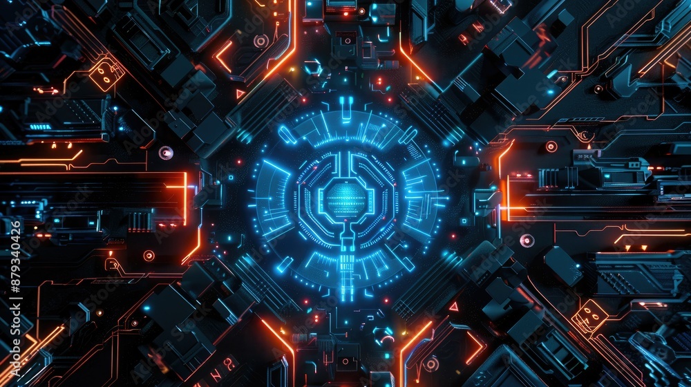 Obraz premium Hi-tech digital technology futuristic circuit digital. Abstract futuristic design. artificial intelligence. Modern futuristic design. Abstract technology vector illustration background
