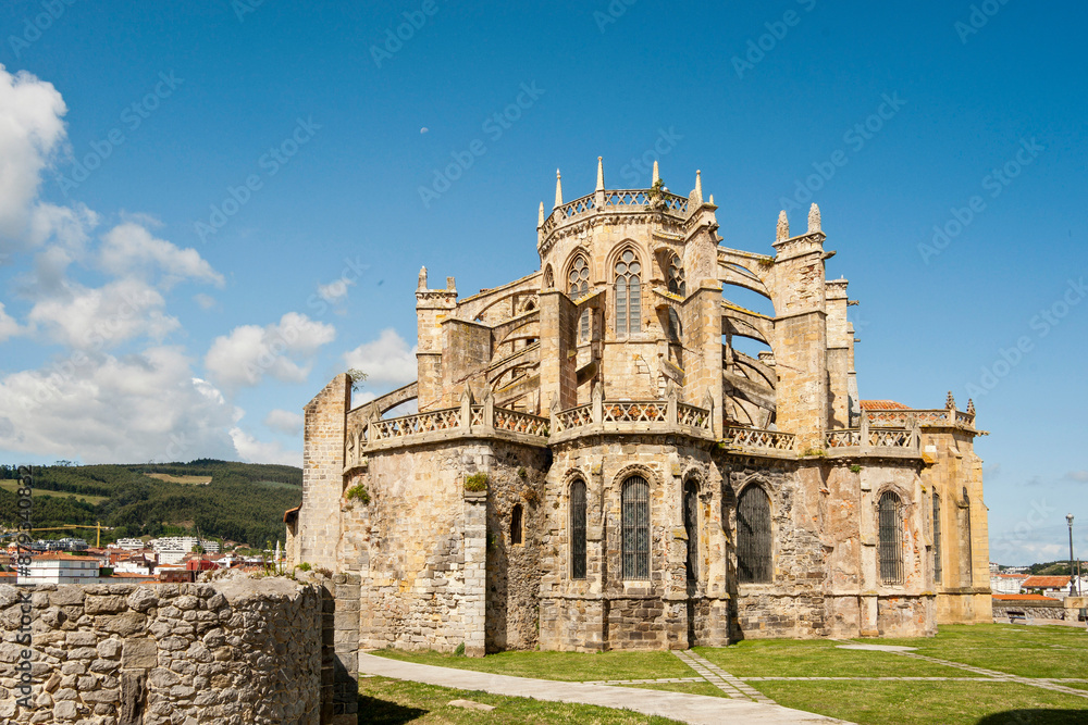 Fototapeta premium Gothic church of Santa Maria, 16th century.Castro Urdiales. Cantabria. Spain.