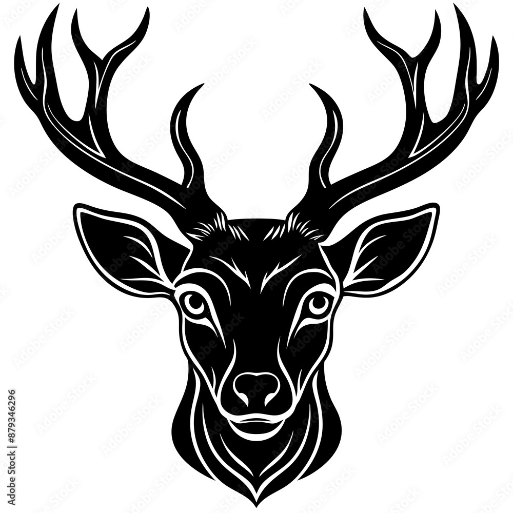 Fototapeta premium deer, animal, vector, cartoon, reindeer, mammal, illustration, head,