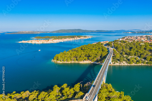 Adriatic archipelago, Krapanj island and Brodarica town near Sibenik, Dalmatia, Croatia photo