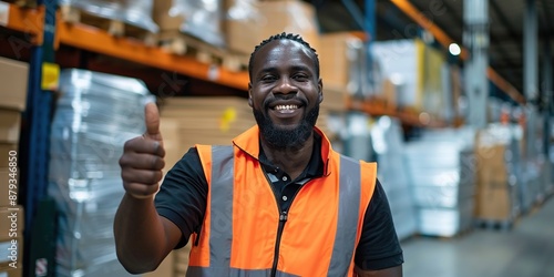 Warehouse Worker with Thumbs Up