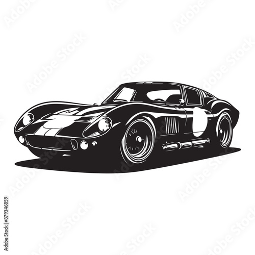 Classic Car Silhouette Vector  Vintage Vehicle Icon in Black