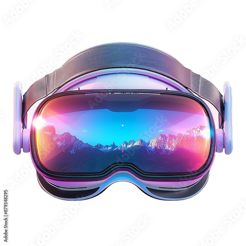 3D AR VR Headset Icon for Virtual Reality on Transparent Background