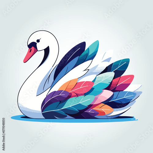 Beautiful Colorful Swan Logo Design 