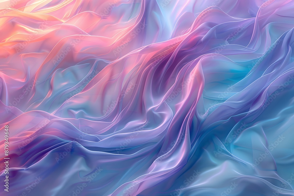 Fototapeta premium Abstract digital artwork with gradient of pastel colors of blue, purple, pink. Fluid, wave-like texture 