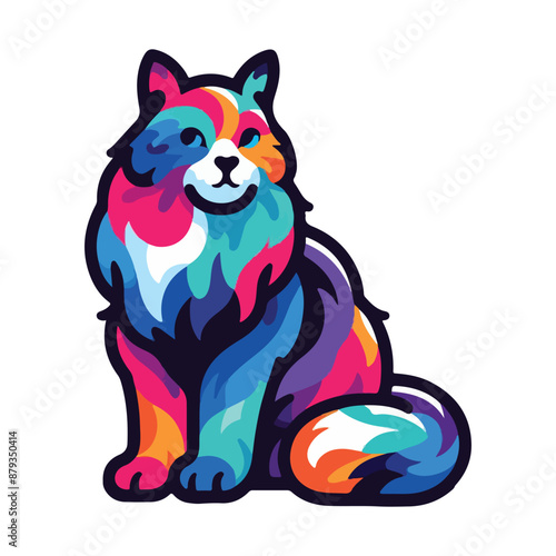 Colorful Artistic Cat Illustration with Vibrant Abstract Fur